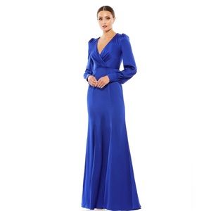 PROM DRESS 16 Satin Ruched Bishop Sleeve Gown